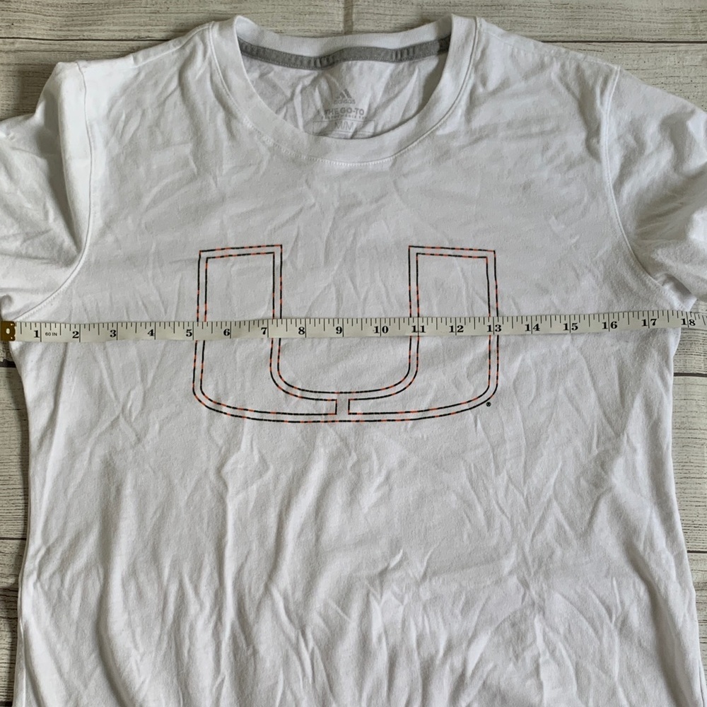 adidas White University of Miami Logo Women’s Short Sleeve T-shirt - Picture 5 of 6
